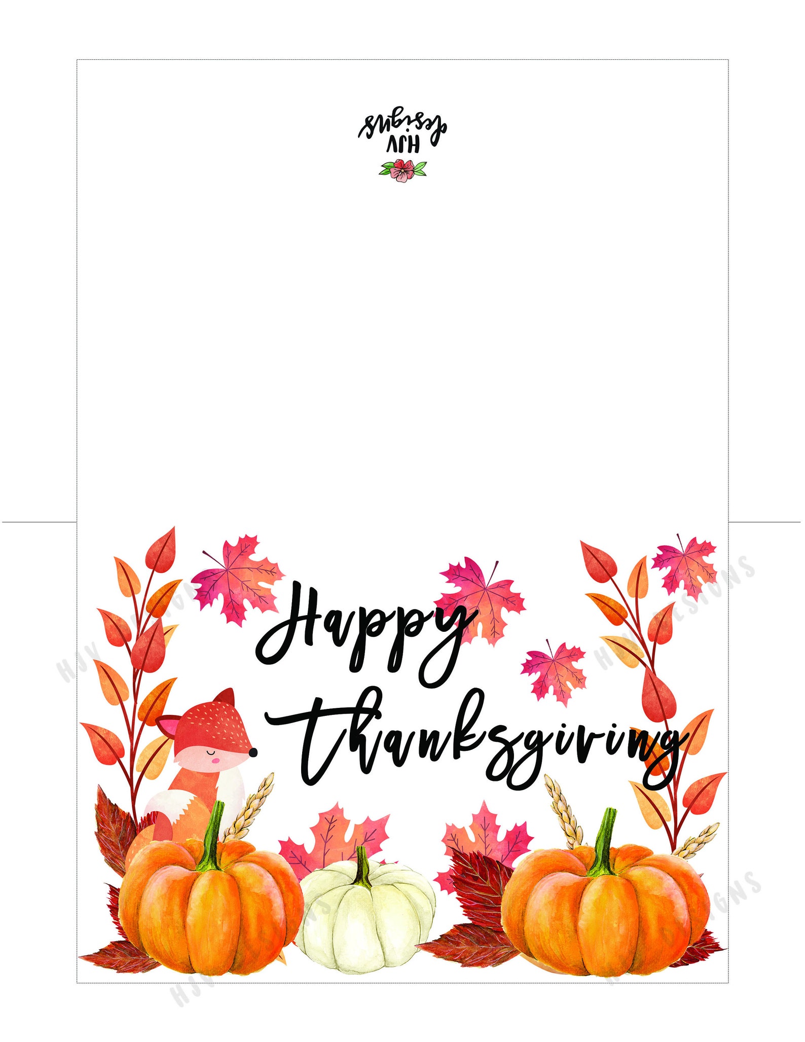 Happy Thanksgiving Printable Greeting Card Fall Digital - Etsy