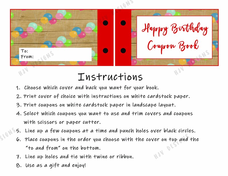 Happy Birthday Coupon Book, DIY Printable Coupons, Valentine Coupon