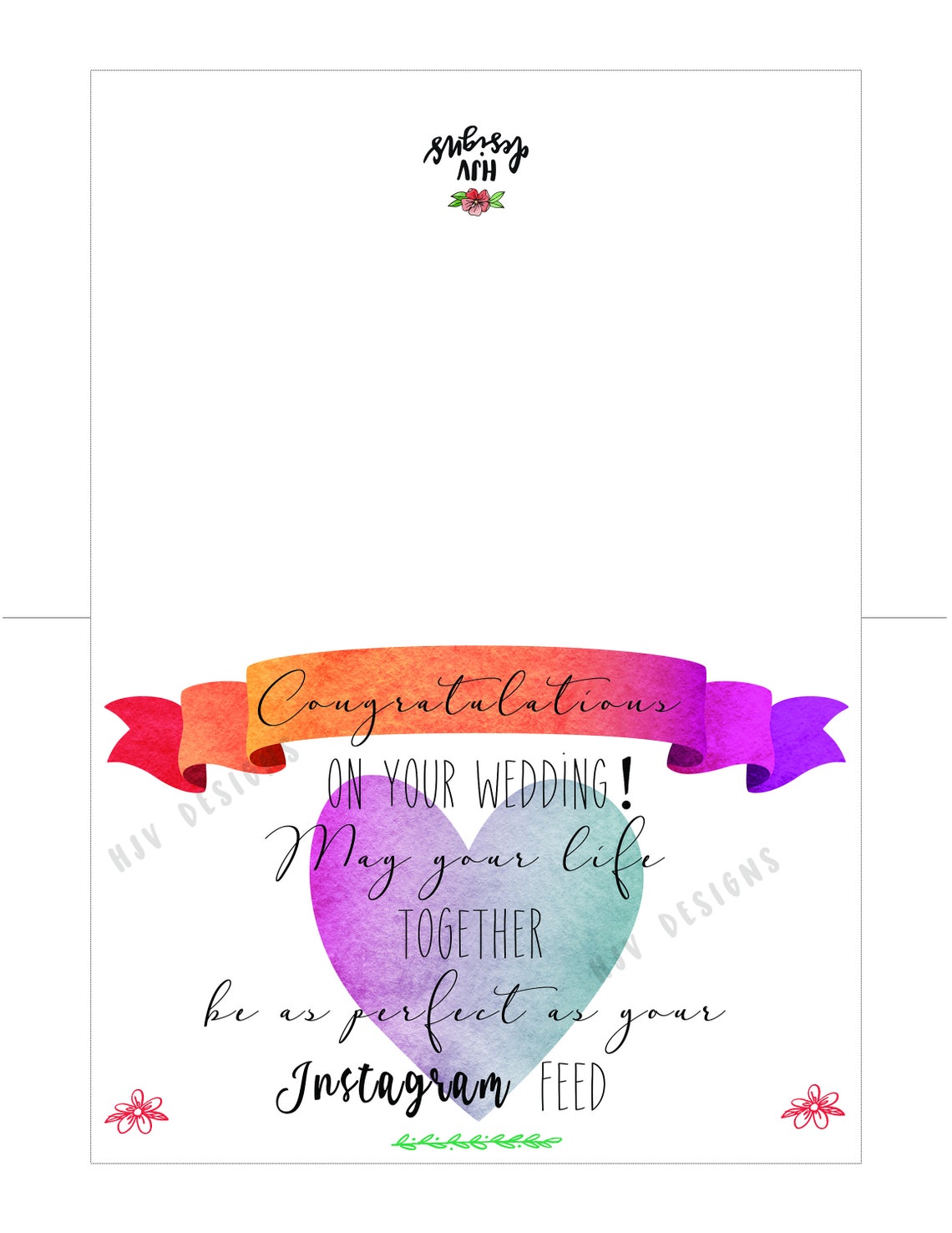 Printable Wedding Congratulations Card Instagram Wedding - Etsy