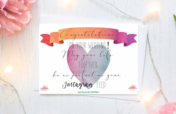 Printable Wedding Congratulations Card Instagram Wedding Etsy
