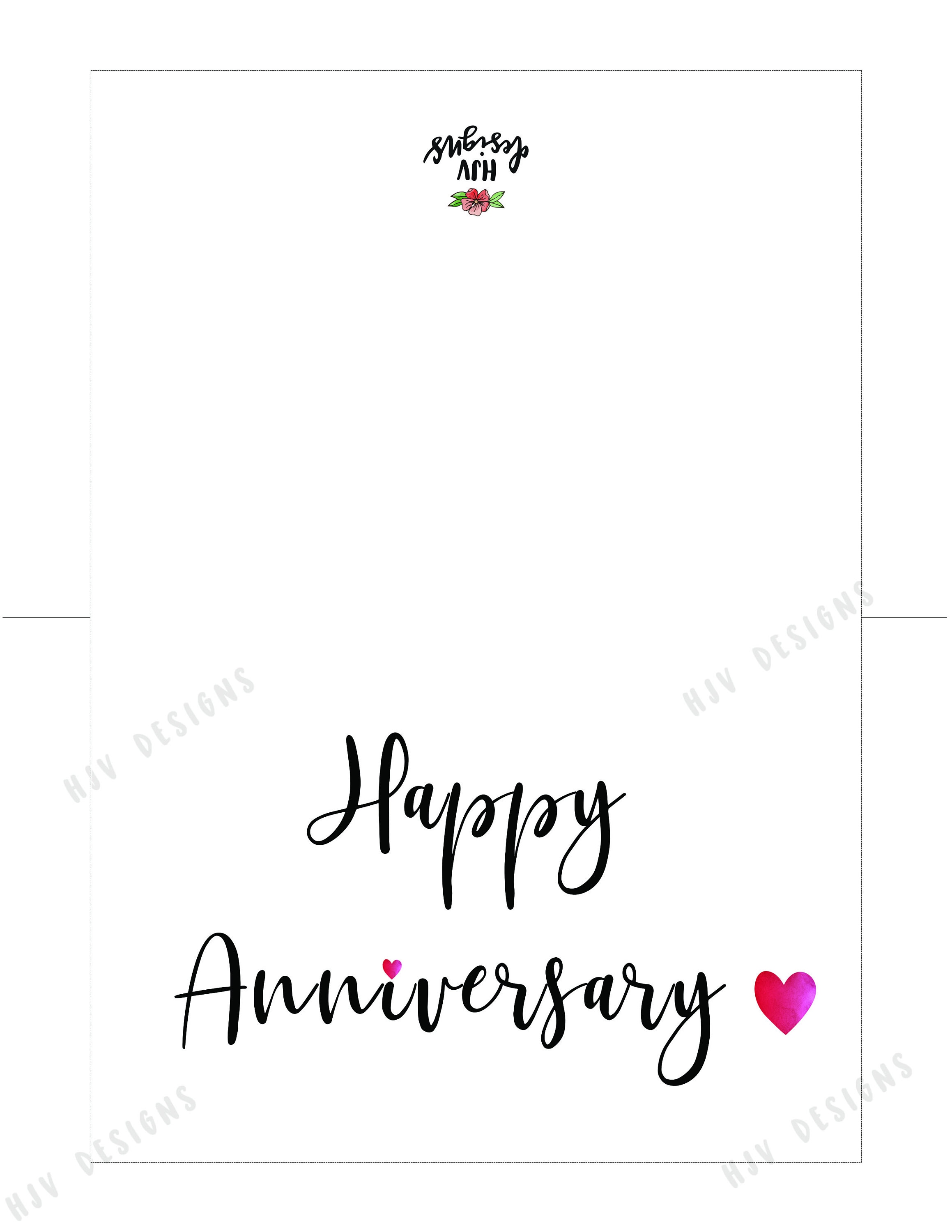 Happy Anniversary Printable Card Simple Black and White Hand - Etsy