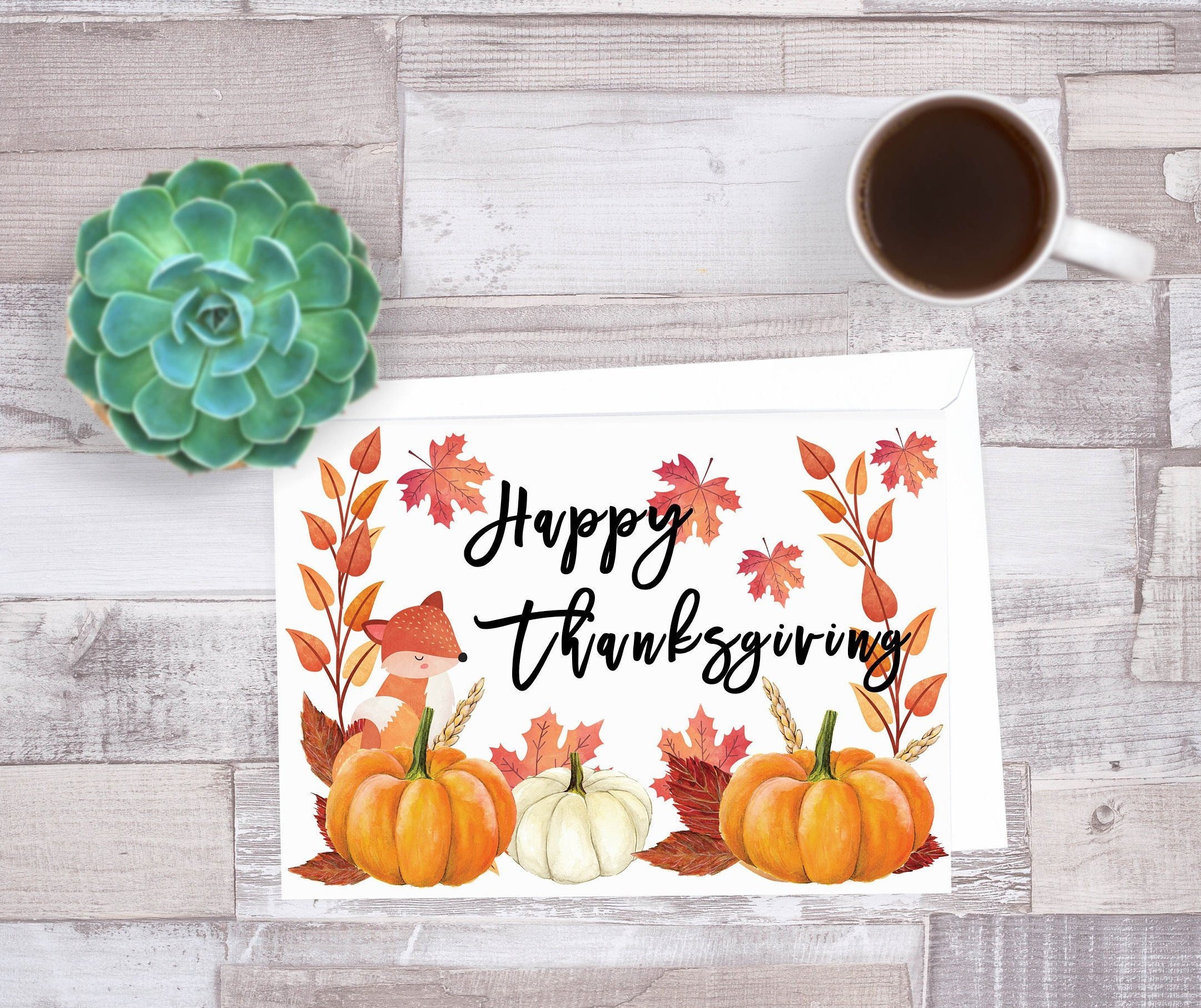 Happy Thanksgiving Printable Greeting Card Fall Digital - Etsy
