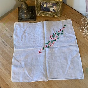 Candy cane handkerchief, Wedding Handkerchief, handkerchief for women,embroidered vintage handkerchief
