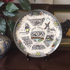 Grand Canyon Souvenir Plate- Arizona State Souvenir Vintage Gold border