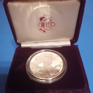 American eagle one once proof silver bulion coin new in box image 2