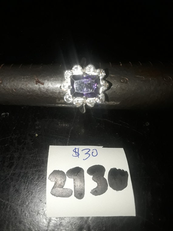 Ring silver 925 clear and purple stones