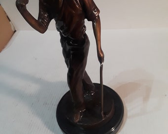 Golfer  on marble base  bronze