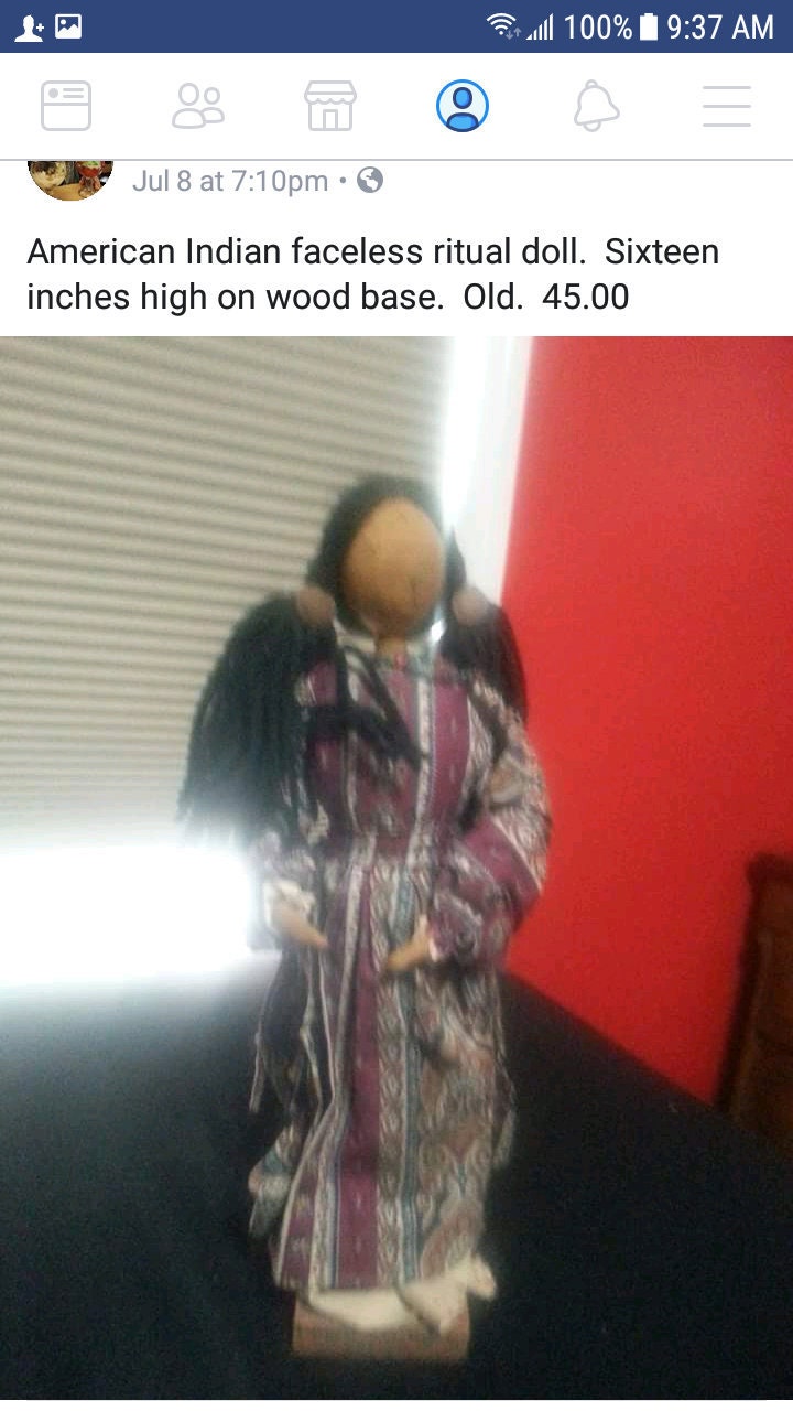 American Indian faceless ritual dollby