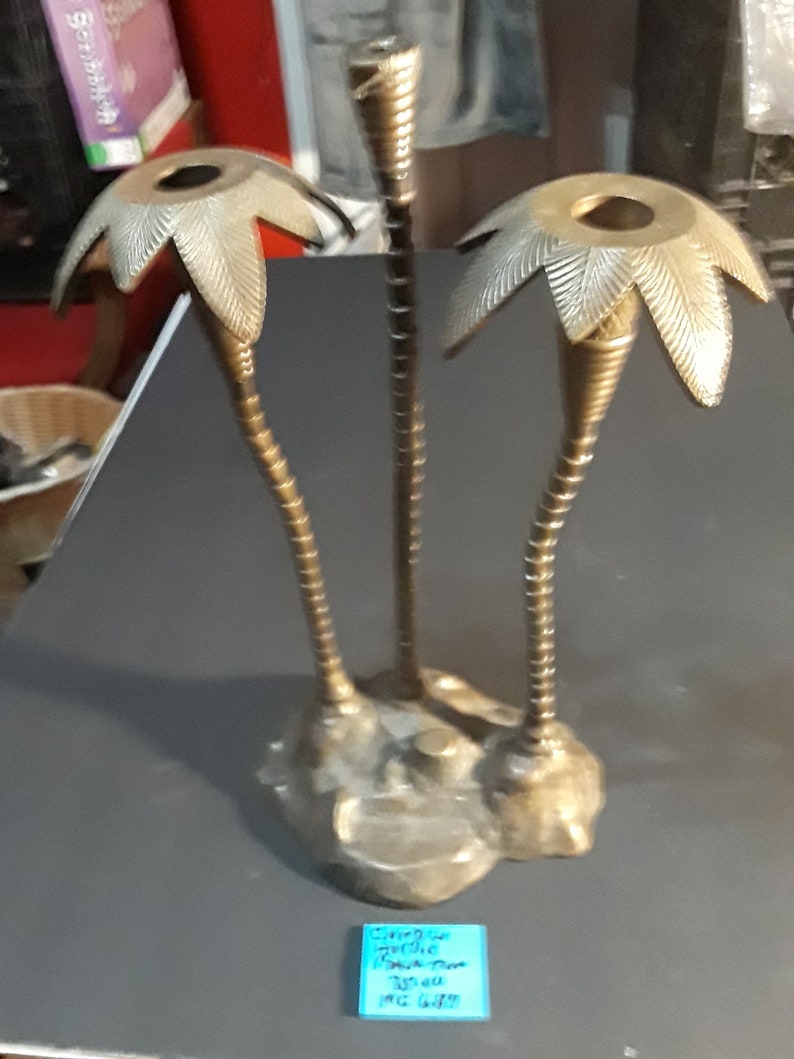Palm Tree Candle Holder Brass Etsy