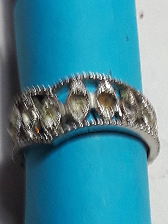Ring  band clear stones  silver - image 3