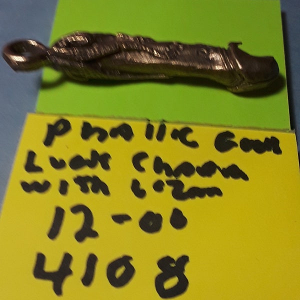 Phallic charm with lizard bronze