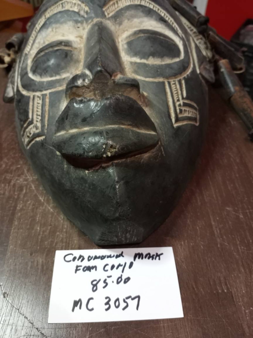 Ceremonial Mask Hand Carved From the Congo With Hair Very Good ...