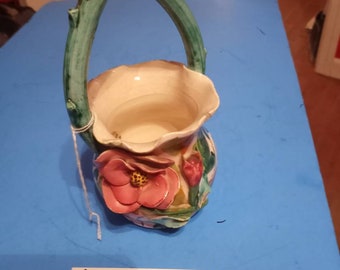 Flowered basket antique vase vintage