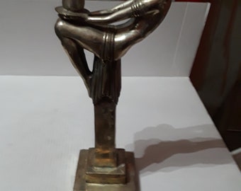 Candle stick holder with women   bronze