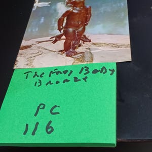 Carte postale bébé grenouille statue en bronze vintage PC 116