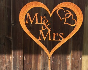 Gartenstab "Mr&Mrs" Edelrost Hochzeitsgeschenk