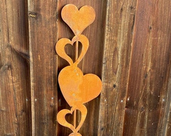 Garden Stick "Hearts" patina