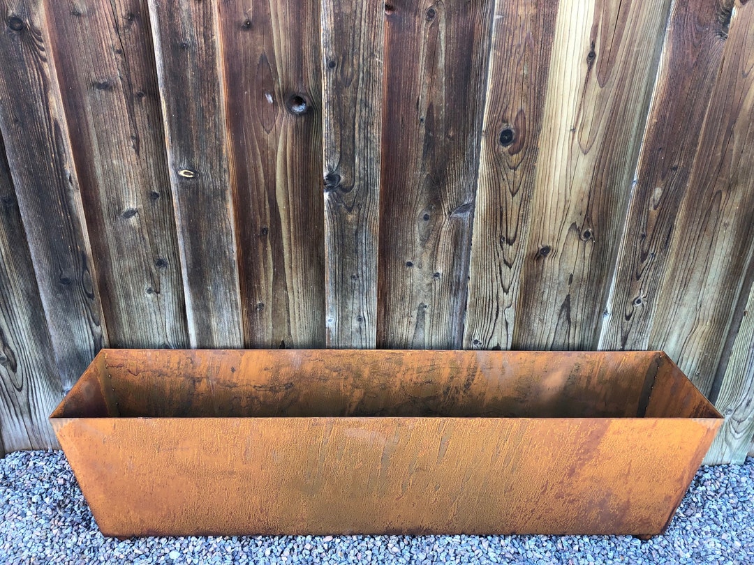 Plant Pot Flower Pot Rectangular 100 X 20 Cm Rust - Etsy