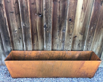 Plant pot, flower pot, rectangular, 100 x 20 cm, rust finish