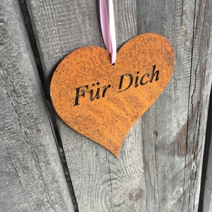 Edelrostherz zum Hängen &quot;Für Dich&quot;