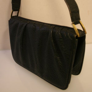Vintage bag, antique handbag, grained black leather, original 40s