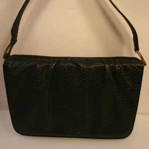 Vintage bag, antique handbag, grained black leather, original 40s image 2