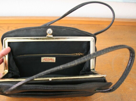 edle Vintage Leder Handtasche, USA, Original 50er - image 4