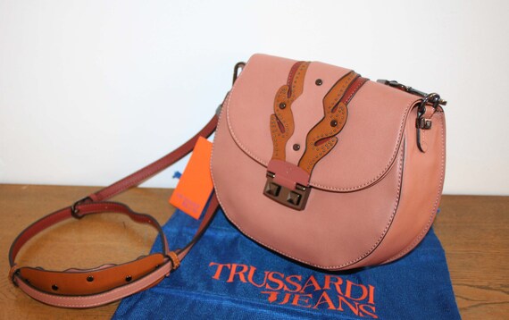 Trusardi Jeans Bag Noble Handbag Shoulder Bag Leather Rose Brown 100 Original Unworn TOP Etsy