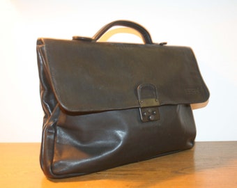 BREE Tasche, Vintage Aktentasche oder Business Tasche, ein Klassiker von Bree, dickes Leder schwarz, Unisex