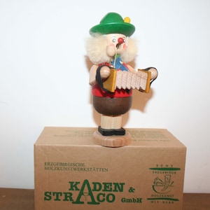 Erzgebirge incense smoker, motif: musician, vintage incense smoker, original by Karden & Straco, wooden art, original packaging, TOP