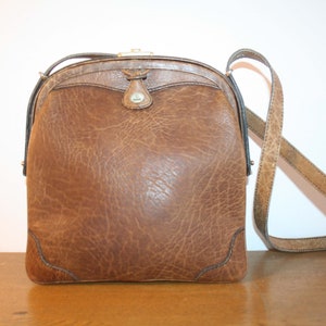 Goldpfeil Caracciola bag, classic vintage women&#39;s handbag, brown leather, original 80s
