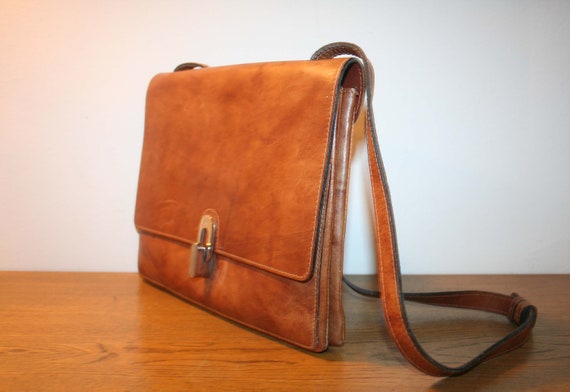 Goldpfeil bag, vintage handbag, mottled brown lea… - image 2