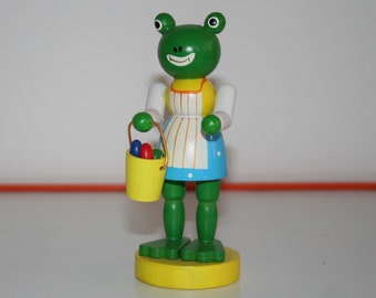 Erzgebirge Sammler Figur, echt Erzgebirge, Frosch mit Ostereier, Volkskunst, Original, guter Zustand