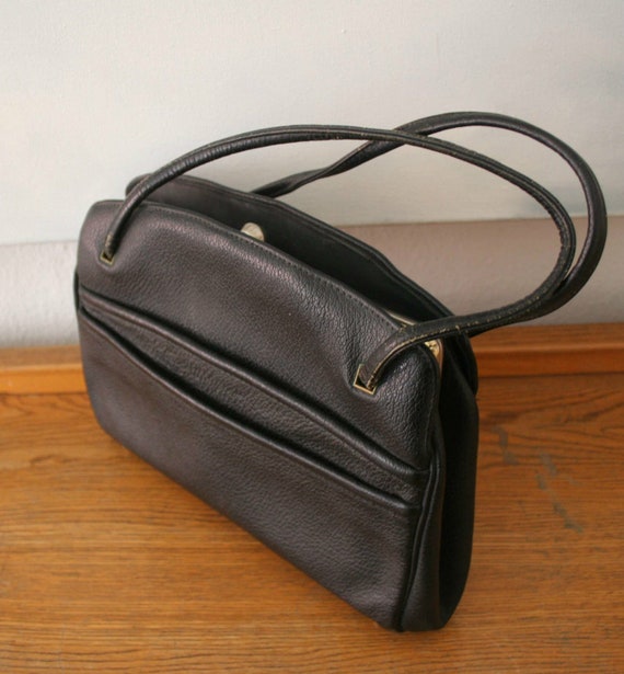 edle Vintage Leder Handtasche, USA, Original 50er