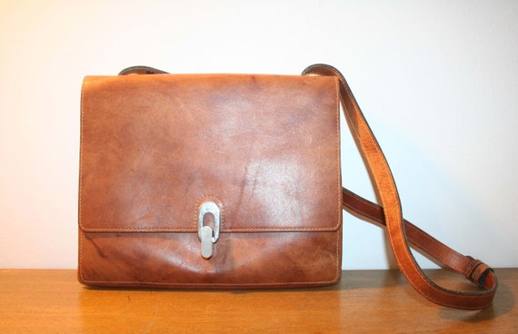 Goldpfeil bag, vintage handbag, mottled brown lea… - image 1