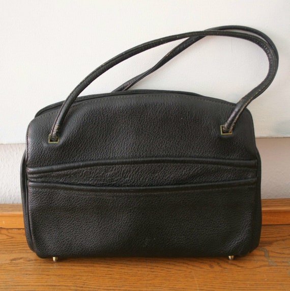 edle Vintage Leder Handtasche, USA, Original 50er - image 2