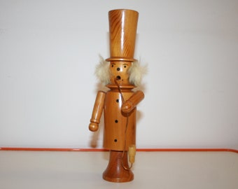 Erzgebirge Räuchermännchen, long, funny vintage smoker, 24 cm, folk art, original GDR Ostalgie