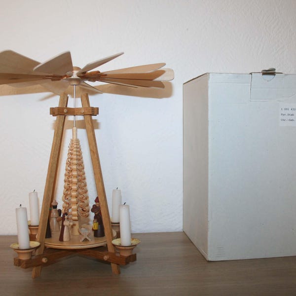 Piramide natalizia dei Monti Metalliferi, piramide a bastoncini vintage, nascita di Cristo, arte popolare, originale nella confezione originale