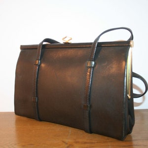 Vintage bag, classic handbag, black leather, original 60s image 1