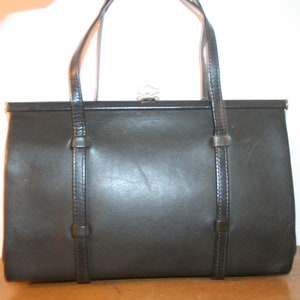 Vintage bag, classic handbag, black leather, original 60s image 2