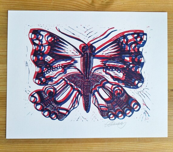 Download Butterfly 3d Effect Linocut Etsy