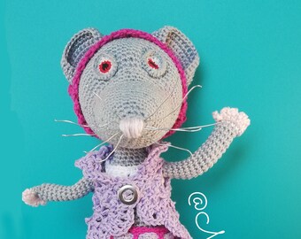 Rat doll crochet pattern mouse clothes removable amigurumi