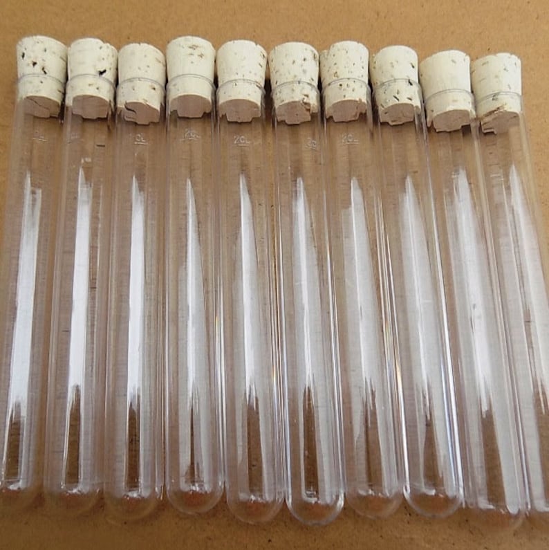 20ml Clear Plastic Test Tubes with Cork Stoppers and Tray Etsy