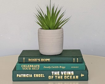 Set of Green Decorative Books: Modern Book Décor, Centerpiece