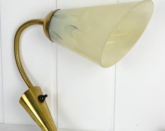 50er Design Lampe Messing Glas 2-flammig eames Ära 