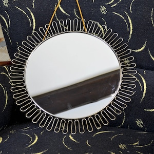 Mirror 60s vintage design mid century rockabilly mirror furniture kidney table era hallway hall 1960 brass brocante