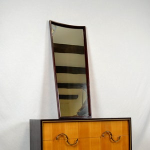 Mirror 50s 60s design vintage mahogany stained mid century rockabilly furniture kidney table era hallway brocante retro