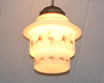 Deckenlampe getreppt Art Deco Bauhaus overhead lamp Lights Glas weiß white glass Landhaus Vintage shabby 20er 30er ceiling lamp chandelier