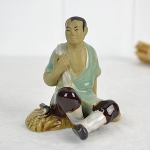 Ceramic figure Asian China ceramic figure design 50s 60s Pottery mid century Brocante vintage farmer