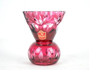 Nachtmann Vase Bleikristall Überfangglas Glas geschliffen Kristallglas Mundgeblasen Kristall 60er 70er Blumenvase Retro